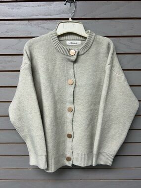 Aknvas Cream Button-Front Knit Cardigan